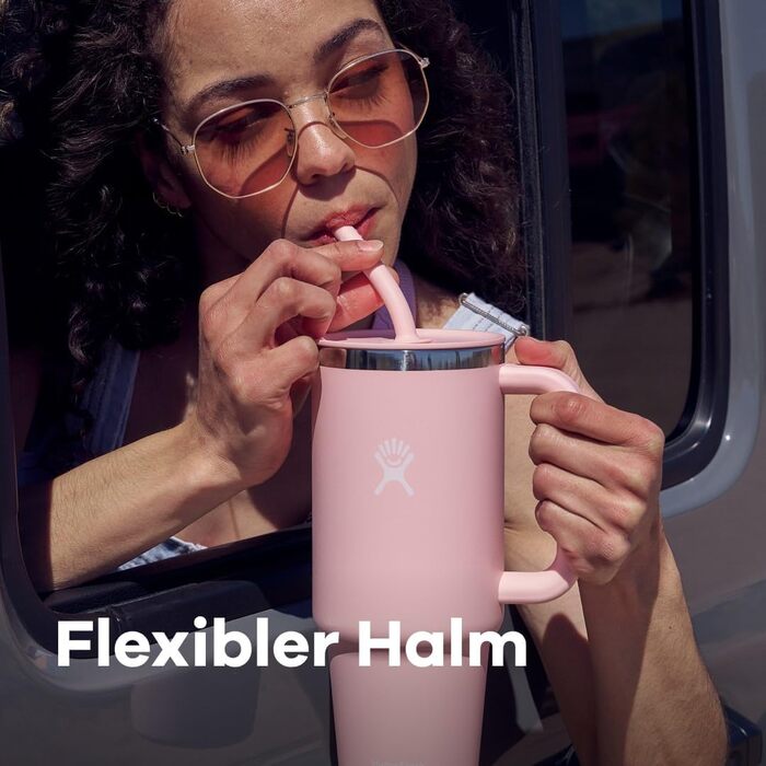 Термокружка HYDRO FLASK 946 мл з кришкою та соломинкою, чорна, нержавіюча сталь, вакуумна ізоляція, для подорожей