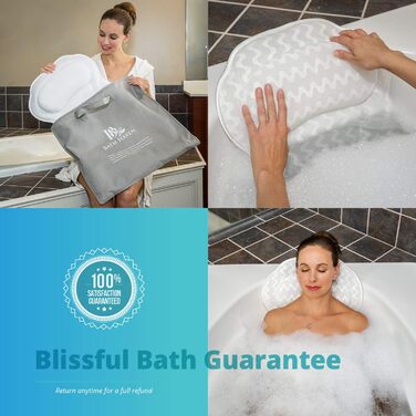 Подушка для ванни Bath Haven – люксова подушка для шиї, швидковисихаюча, для ванни, машинне прання, з мішком для прання та сумкою для подорожей, біла