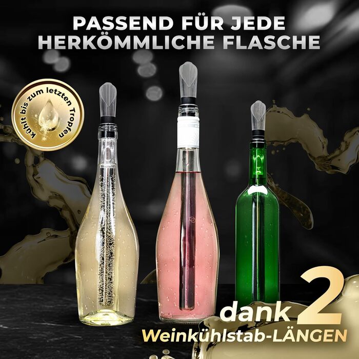 Набір для охолодження вина One Decision Deluxe 6-в-1 з нержавіючої сталі, 2 довжини, винний охолоджувач, вакуумна помпа, декантер, подарунок для жінок і чоловіків