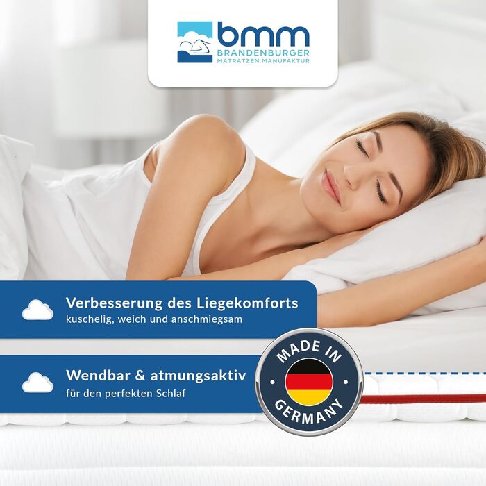 Топер BMM Klassik Premium 140x200 см, м'який H2, висота 6 см, ортопедичний, з холодної піни, Öko-Tex, вироблено в Німеччині