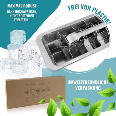 Dreiklang - be smart® Полірована форма для льоду з нержавіючої сталі 18/8 з важелем, харчова, велика, без пластику