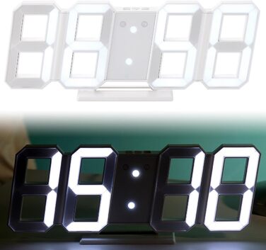 Діджитал-годинник Lunartec настінний і настільний, Jumbo LED, 3D, будильник, з підсвіткою, димований, 28 см