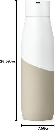 Пляшка для води LARQ Movement PureVis 950 мл з УФ-очисткою, нержавіюча сталь, силіконова накладка, легка, ударостійка, зберігає прохолоду, для спорту, бігу та активного відпочинку, біла/пісочна