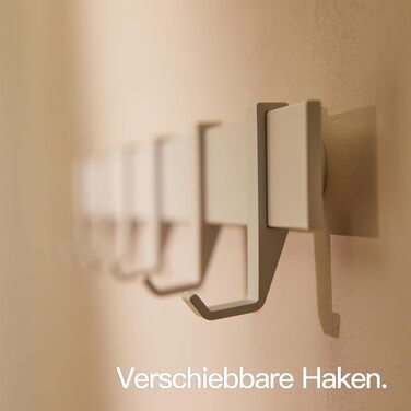 Стійка для одягу Designfabrik Hamburg, настінна металева вішалка з рухомими гачками, сучасний дизайн, чорна, 58 см, матова біла