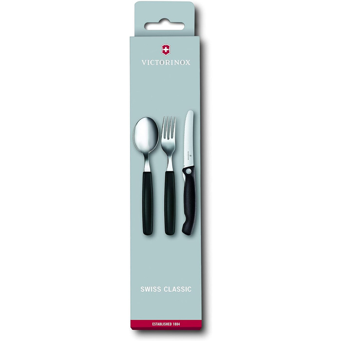 Набір столових ножів Victorinox Classic, 3 предмети, нержавіюча сталь, 11 см, чорні, супер гострі з хвилястим лезом
