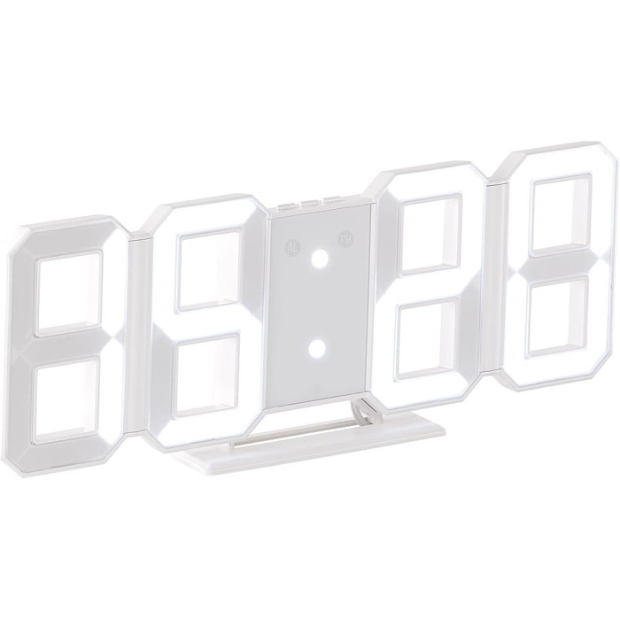 Діджитал-годинник Lunartec настінний і настільний, Jumbo LED, 3D, будильник, з підсвіткою, димований, 28 см
