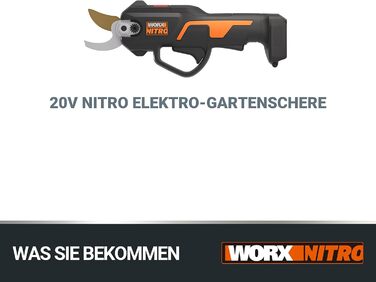 Електричний акумуляторний сучкоріз Worx NITRO WG330E.9 20В, безщітковий двигун, без акумулятора і зарядного, чорний/помаранчевий