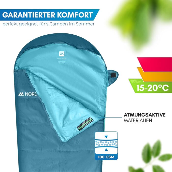 NORDMUT® Спальний мішок для дорослих – ультралегкий, компактний, 3-сезонний (250 GSM) та літній (100 GSM) мумія для кемпінгу, туризму, фестивалів, вага 900/1500 г