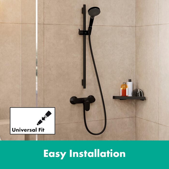 Душовий набір hansgrohe Vernis Blend, ручна лійка з 2 режимами, водозберігаюча, шланг та стійка 65 см, хром/матовий чорний