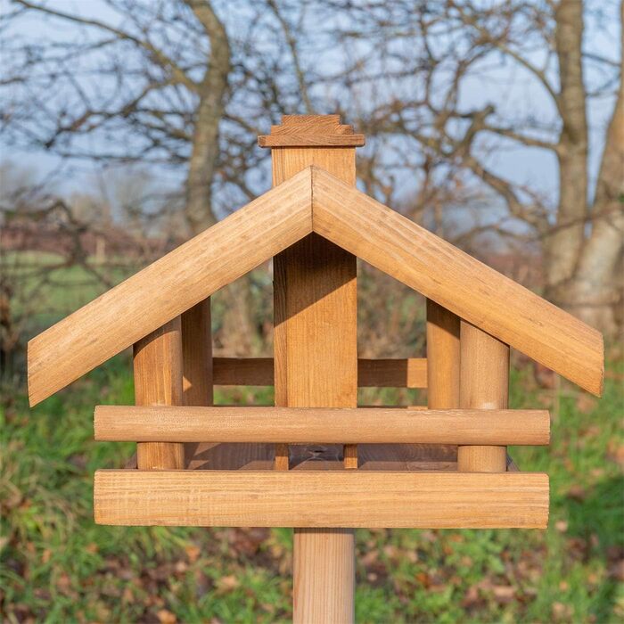 Годівниця для птахів VOSS.garden Grota з дерев'яною стійкою і металевим дахом, 134 см, стійка до погодних умов