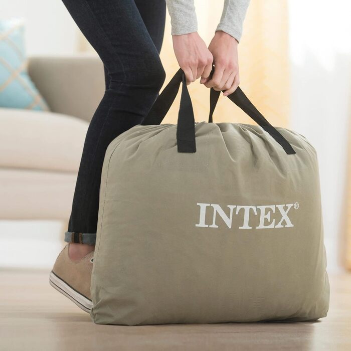 Надувне ліжко Intex Queen Pillow Rest Raised з технологією Fiber-Tech, чорний верх/синій низ, 64124 (Twin), для дорослих