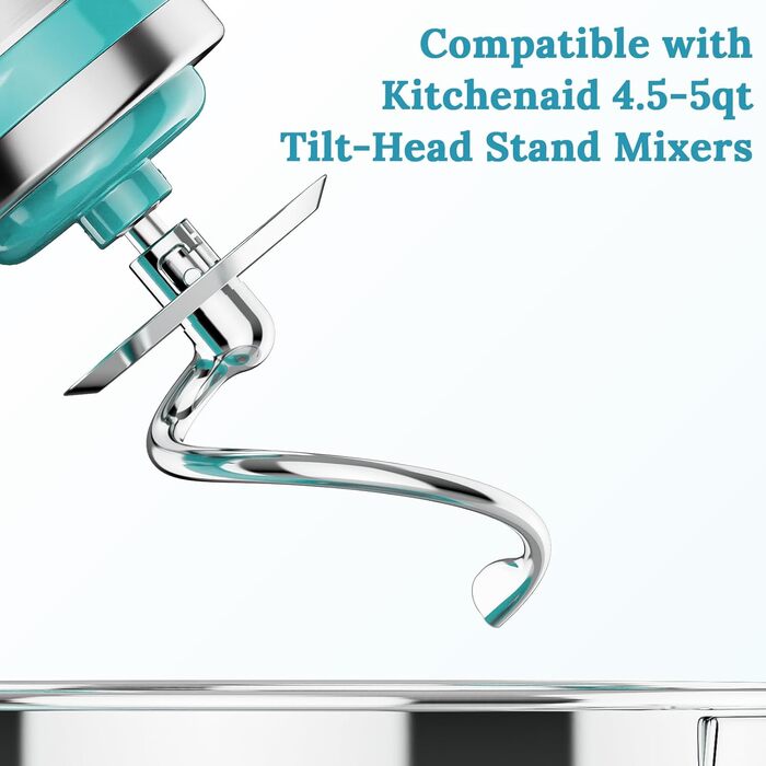 Гак для замішування тіста з нержавіючої сталі для міксерів KitchenAid 4,5–5 л, насадка для планетарних міксерів, підходить для моделі з відкидною головкою, можна мити в посудомийці, аксесуар для кухонної техніки