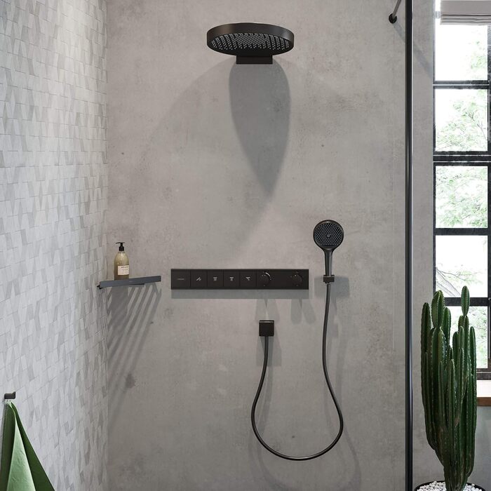 Душова лійка hansgrohe Raindance Select E 120x120 мм, 9 л/хв, 3 режими, антикальк, економна, Brushed Black Chrome