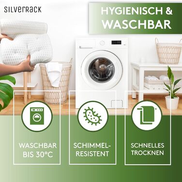Подушка для ванни SilverRack MEDIUM-WEICH, біла, 4D, ергономічна, з присосками – аксесуар для ванни, ортопедична подушка для шиї