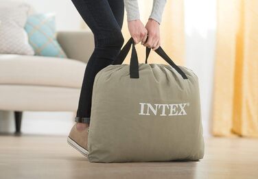 Надувне ліжко Intex Queen Pillow Rest Raised з подушкою, Fiber-Tech, 152x203x42 см, чорне/синє
