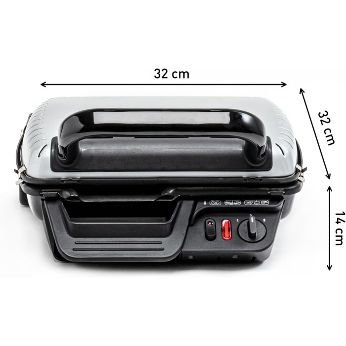 Контактний гриль Tefal GC3060 3в1 з функцією запікання, антипригарним покриттям, регульованим термостатом, подвійною гриль-поверхнею для стейків, сендвічів, паніні, настільний електрогриль, сірий