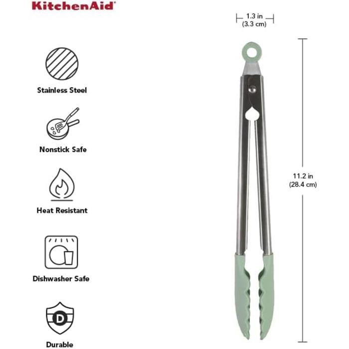 Кухонні щипці KitchenAid з силікону та нержавіючої сталі, 30,5 см, пісташкові