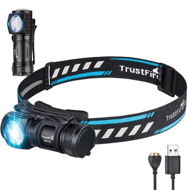 Ліхтар налобний TrustFire MC18, 1200 люмен, LED, водонепроникний, акумуляторний, 5 режимів, для бігу, чорний