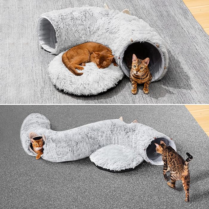 Тунель для котів LUKITO, іграшка для котів, м'яке котяче ліжко, великий тунель з двома входами, хатинка для кота, для домашніх котів