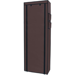 Тканинна шафа INTIRILIFE 170x58x28 см з блискавкою, 9 полиць, кокосово-коричнева, для одягу і взуття, розкладна, для кемпінгу