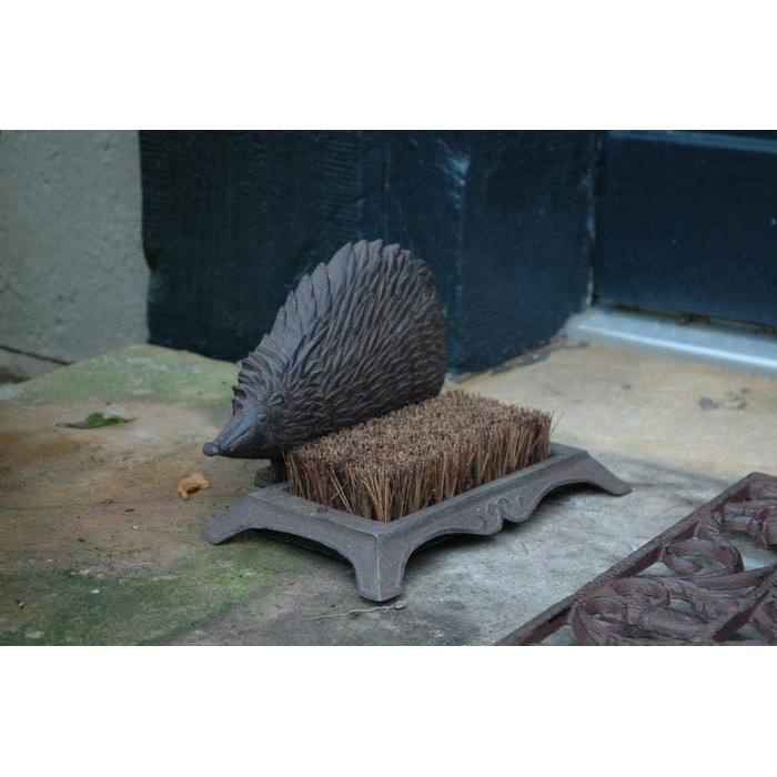 Esschert Design килимок для взуття у вигляді їжака з чавуну з щіткою, 25×16×15 см