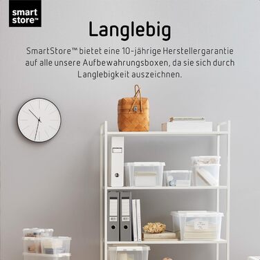 SmartStore - Набір із 4 контейнерів Classic 8 л з кришкою (34x25x16 см) | Складна харчова пластикова коробка з кришкою та посиленими кутами, гарантія 10 років