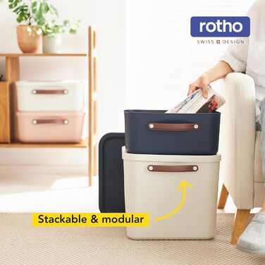 Пластикова коробка для зберігання Rotho Maloja 25 л, синя, 39.5x38x34 см