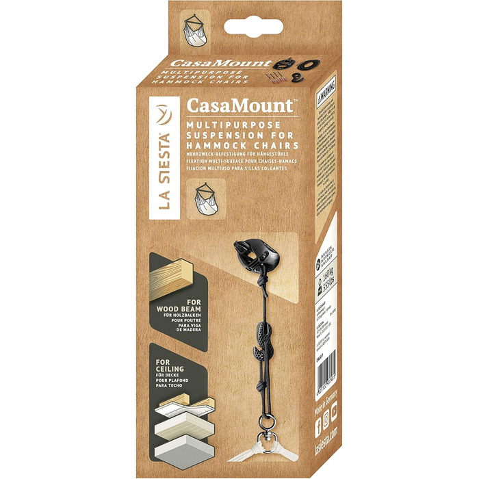 Кріплення La Siesta CasaMount Black для підвісних крісел і гамаків, універсальне, чорне, для різних поверхонь