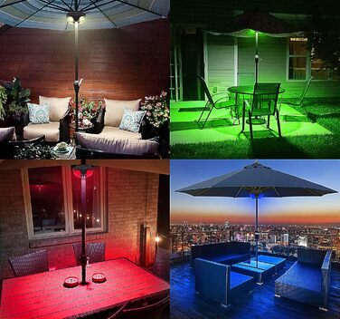 HONWELL LED лампа для парасолі, димована, 12 кольорів, бездротова, для кемпінгу, саду, пляжу, вечірок, батарейкова, коричнева