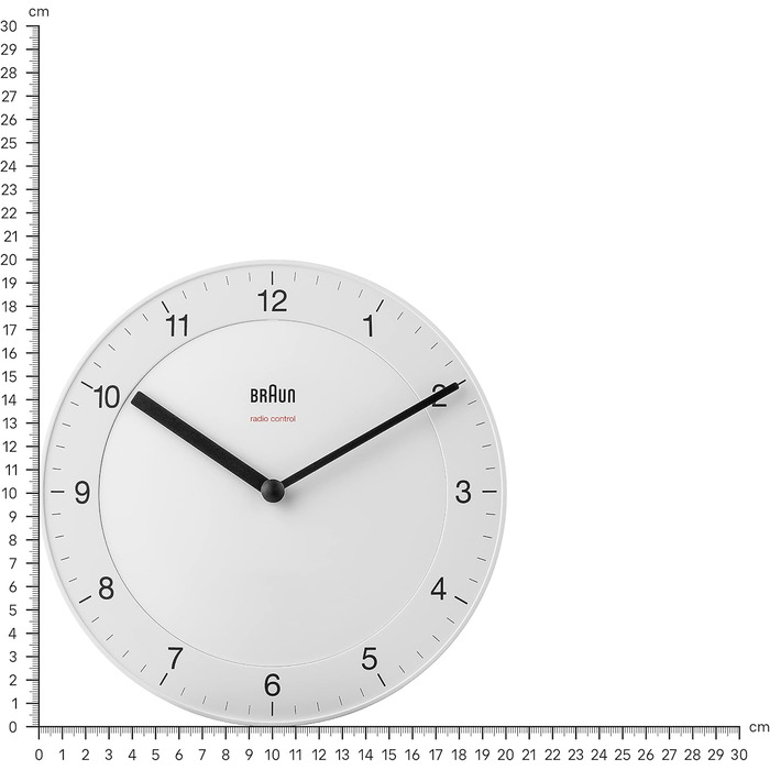 Настінний годинник Braun BC06W-DCF, радіокерований, тиха робота, 20 см, білий, класичний стиль, центральноєвропейський час