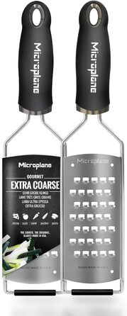Терка Microplane для овочів і сиру, дуже груба, з нержавіючої сталі, чорна, для картоплі, цукіні, моркви, яблук, капусти та сиру, виробництво США