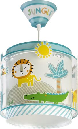 Дитяча підвісна лампа Dalber My Little Jungle із зображенням левів, слонів, жирафів і крокодила, кольорова