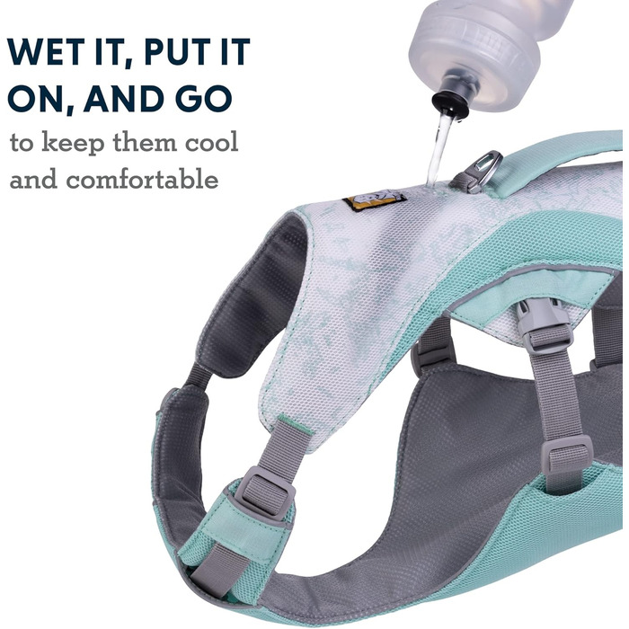 RUFFWEAR Swamp Cooler — охолоджувальна шлейка для собак, регульована, легка, з ручкою, для бігу та прогулянок, 2 отвори для повідка, для великих порід (81-107 см), колір Sage Green, розмір X-Small