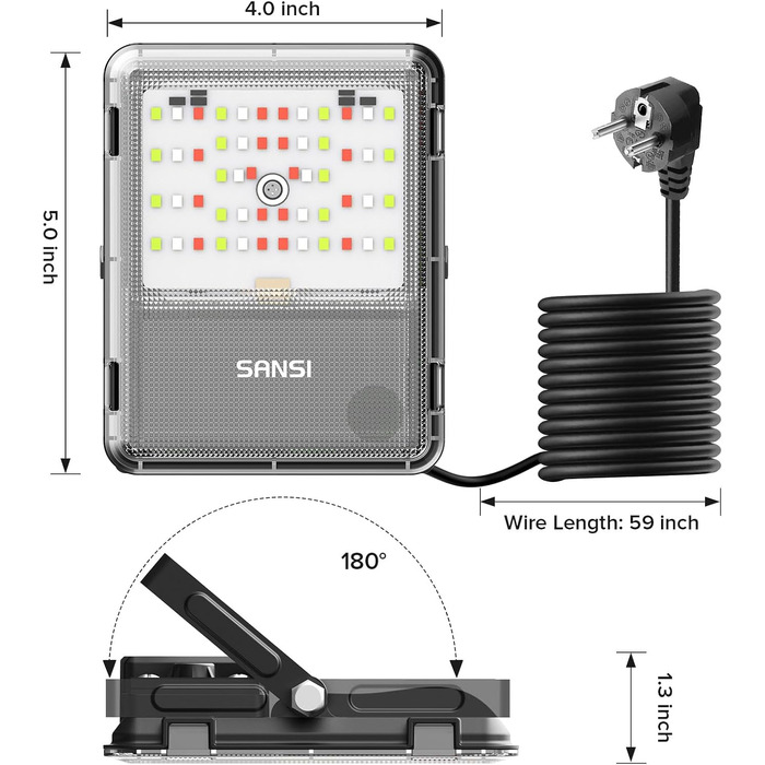 Світлодіодний RGB прожектор SANSI 10 Вт для вулиці, з пультом, водонепроникний IP65, 20 кольорів, 6 режимів, таймер, для саду та вечірок, 2 шт.