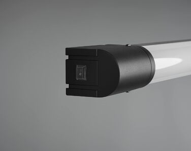 Світильник для ванної Trio Leuchten Piera 119 см, LED 8 Вт, матовий чорний, з вимикачем та розеткою, пластиковий