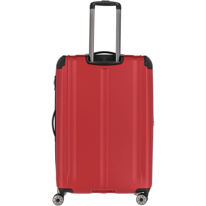 Дорожній чемодан Travelite City 55 см, жорсткий корпус, 4 колеса, розширення, кріплення на валізу, червоний, 40-45 л, ручна поклажа