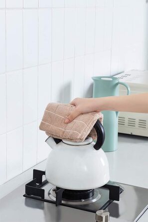 HYER KITCHEN мікрофіброві кухонні рушники – набір з 8 штук, м'які, супервбираючі, без ворсу, розмір 66x45 см, верблюжий колір, з візерунком «решітка»