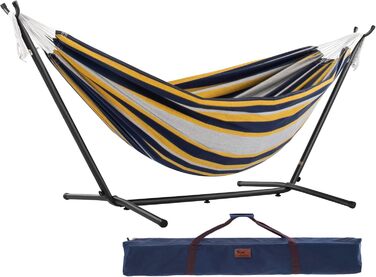 Гамак Vivere двомісний з бавовни з металевою стійкою 250 см, Wüstenmond (Serenity)