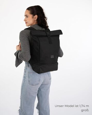 Рюкзак Johnny Urban Allen Medium чорний, водостійкий, 15 л, ролтоп з відділенням для ноутбука, унісекс, для міста, університету та велосипеда, екологічний