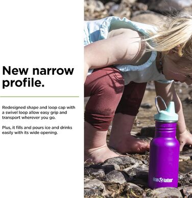 Пляшка для води Klean Kanteen Classic Narrow 355 мл, нержавіюча сталь, колір Блискучий виноград