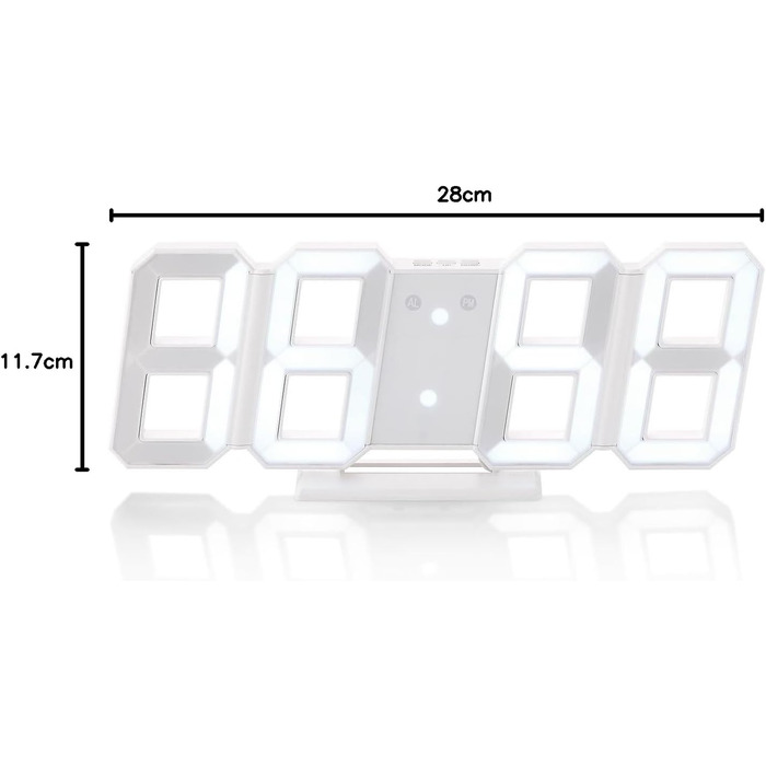 Діджитал-годинник Lunartec настінний і настільний, Jumbo LED, 3D, будильник, з підсвіткою, димований, 28 см