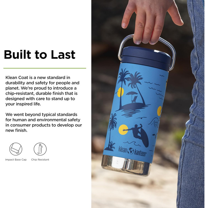 Термос Klean Kanteen TKWide 340 г з кришкою-серпантином, синій