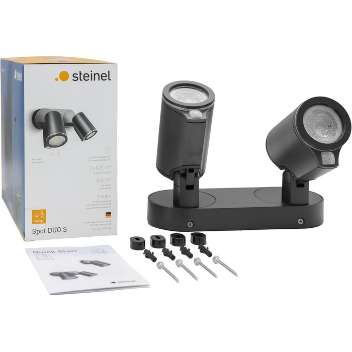 Смарт LED прожектор Steinel Spot DUO SC Connect для вулиці з датчиком руху, димуванням, керуванням через додаток, 7 Вт, 3000K, антрацит
