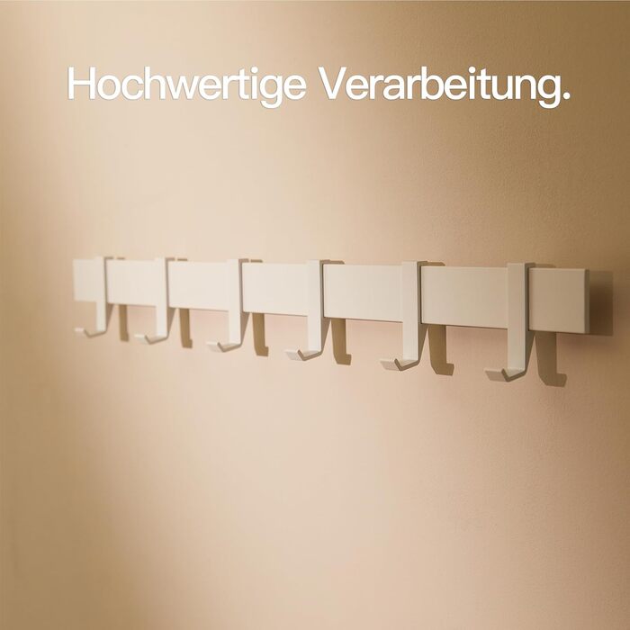 Стійка для одягу Designfabrik Hamburg, настінна металева вішалка з рухомими гачками, сучасний дизайн, чорна, 58 см, матова біла