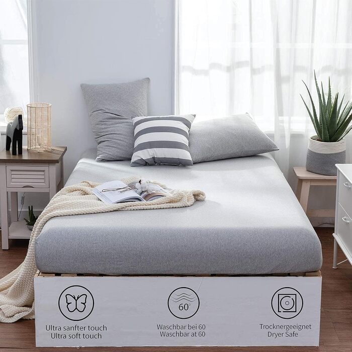 Простирадло на резинці Bedskin Premium для бокс-спрінг та водяних ліжок, 200x200-220 см, до 40 см, трикотажне, 100% бавовна, біле