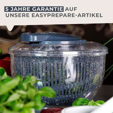 Сушарка для салату Fackelmann EasyPrepare з мотузковим механізмом і кнопкою стоп – для легкого миття, сушіння та сервірування салату, знімне сито