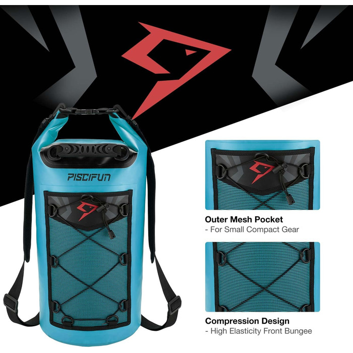 Водонепроникний рюкзак-мішок Piscifun Dry Bag 5–40 л з чохлом для телефону для човнів, каякінгу, риболовлі