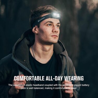 Налобний ліхтар OLIGHT Array 2S 1000 люмен, LED, жестове керування, USB акумулятор, 30 годин, червоне світло, SOS, 60° регулювання, IPX4, для бігу, риболовлі, туризму
