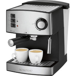 Еспресо-кавоварка Clatronic ES 3643, 15 бар, 1,6 л, 850 Вт, з нержавіючої сталі, парова насадка, знімний резервуар