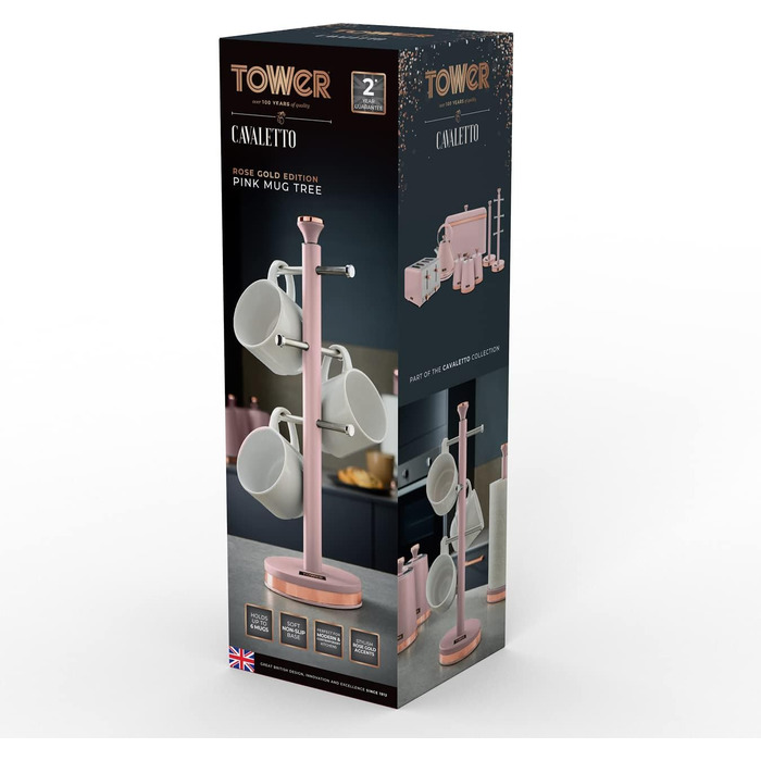 Підставка для чашок Tower Cavaletto з нержавіючої сталі, Marshmallow Pink і рожеве золото
